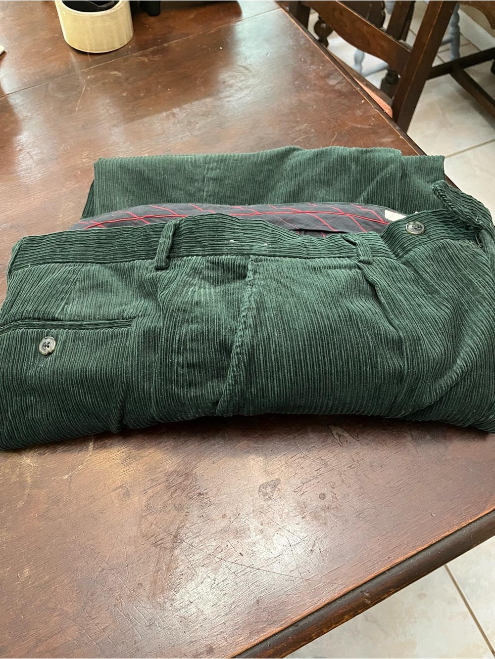 Men's Green Corduroy Pants - Classic Tailored Style Turnberry 36 x 29